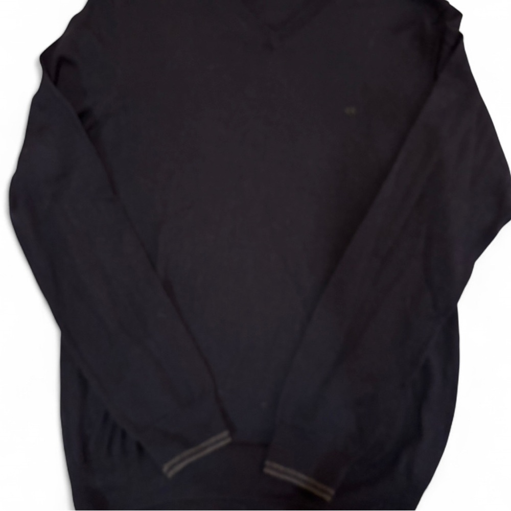 Calvin Klein Men’s European Yarn V-Neck Sweater Navy Blue Knit Pullover Size M - Picture 6 of 6
